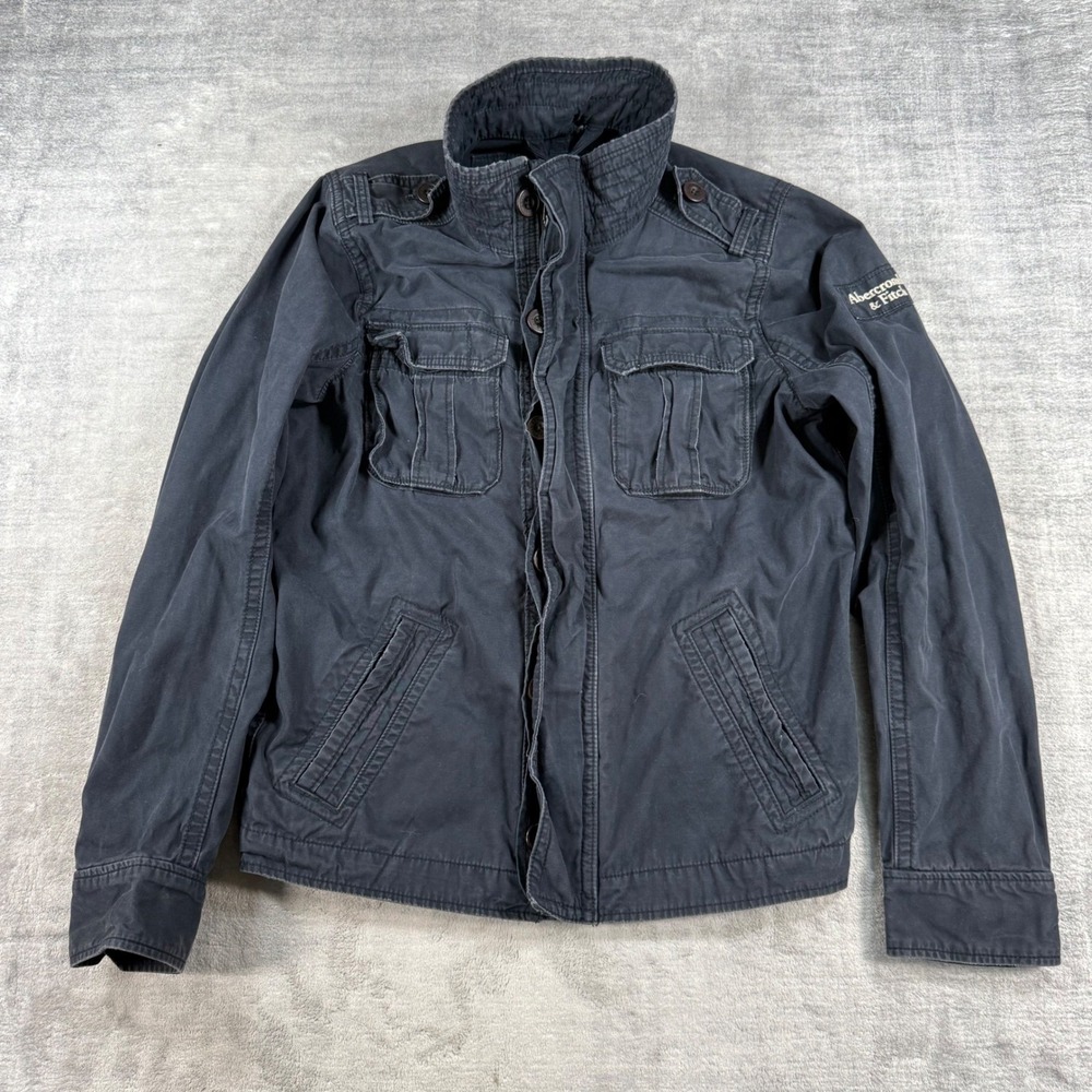 Abercrombie & Fitch Jacket Mens XL Navy Blue Field Military Utility Workwear Y2K